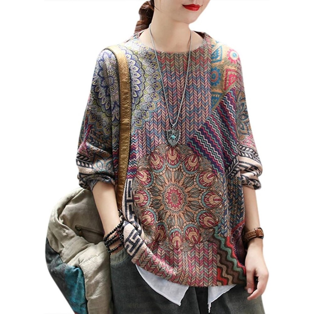 Women Christmas Sweater Graphic Print Oversized Pullover Picture 27 Loose Top